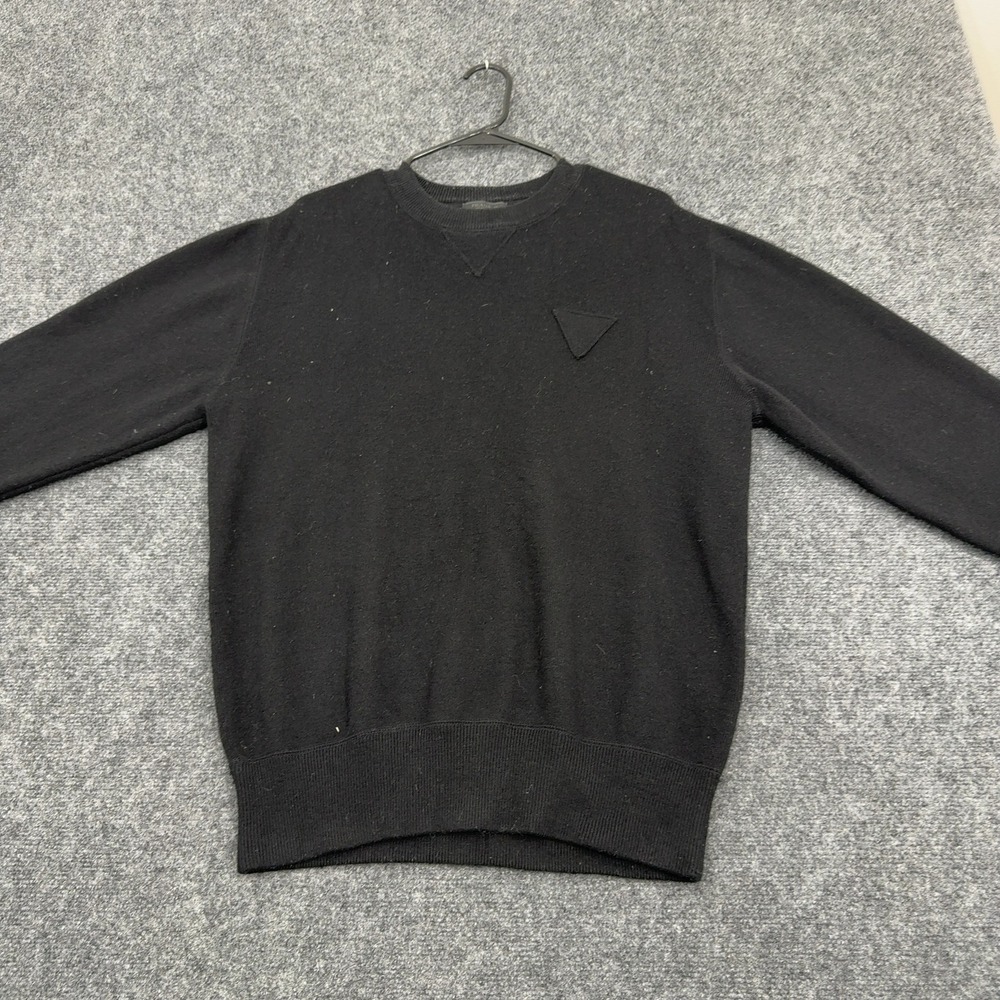 Prada Sweater Mens 46‎ Black Cashmere Crew Neck Luxury Designer Minimalist